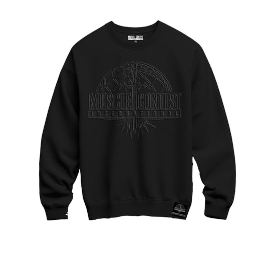 Muscle Contest Black on Black Embossed Crewneck