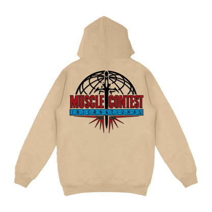 Muscle Contest Embroidered Pullover Hoodie Tan